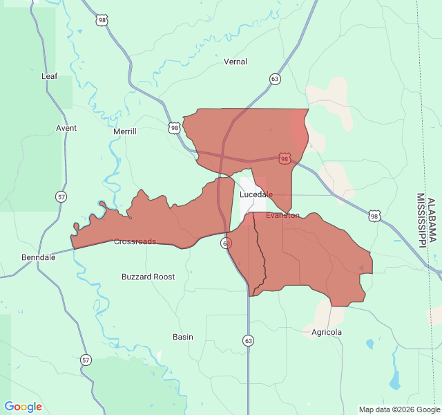 Map of septic coverage in Lucedale, MS