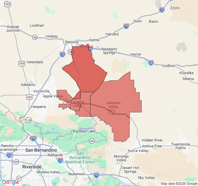 Map of septic coverage in Lucerne Valley, CA