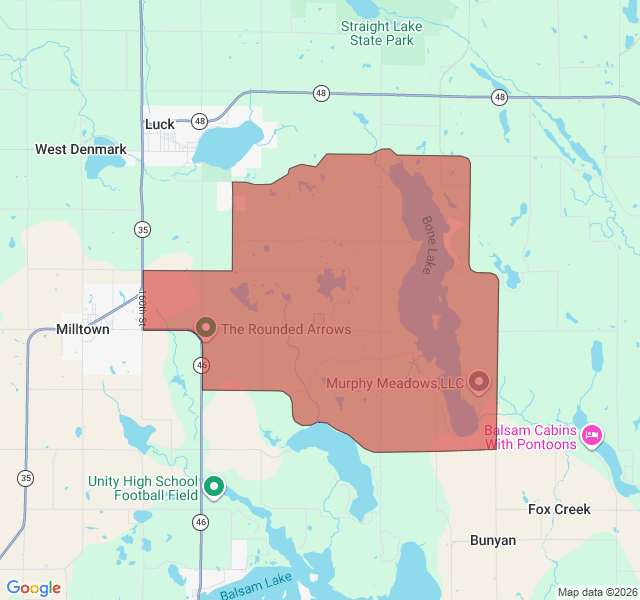 Map of septic coverage in Luck, WI
