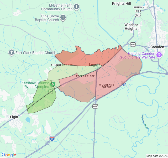 Map of septic coverage in Lugoff, SC