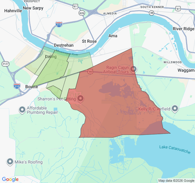 Map of septic coverage in Luling, LA