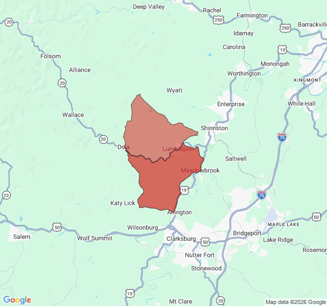 Map of septic coverage in Lumberport, WV
