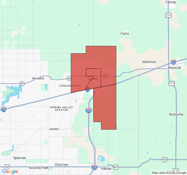 Map of septic coverage in Luther, OK