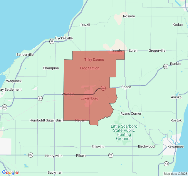 Map of septic coverage in Luxemburg, WI