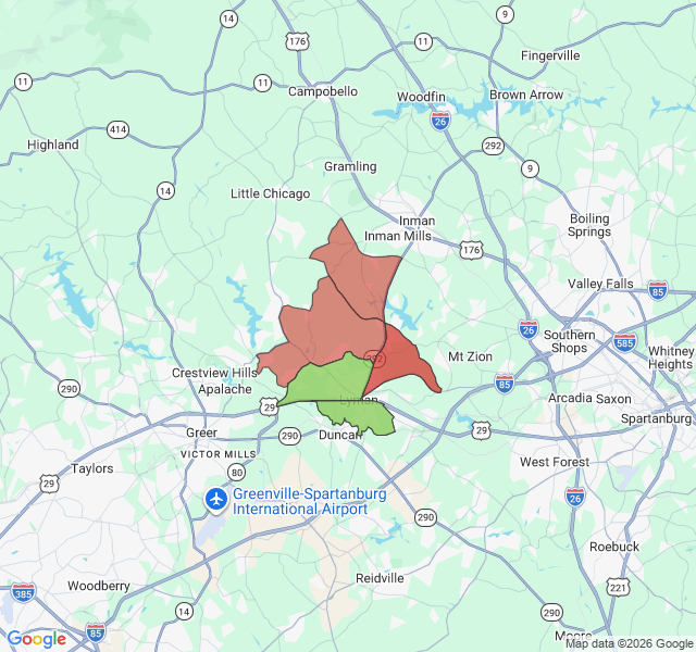 Map of septic coverage in Lyman, SC