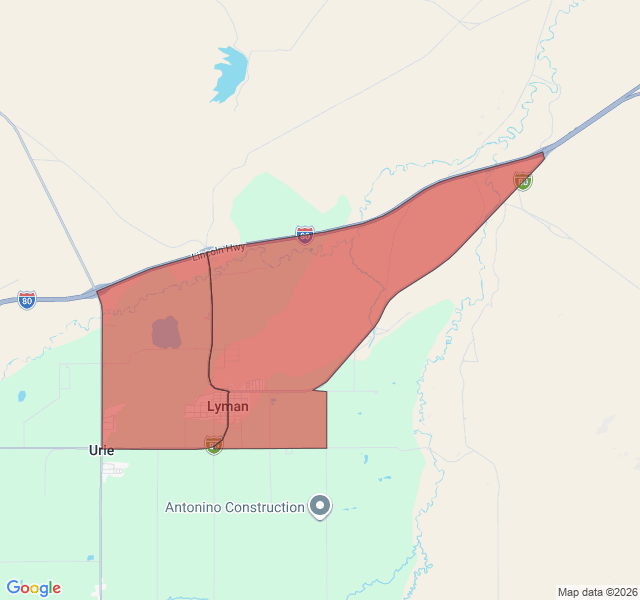 Map of septic coverage in Lyman, WY