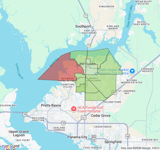 Map of septic coverage in Lynn Haven, FL