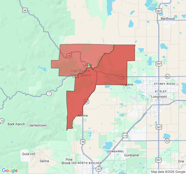Map of septic coverage in Lyons, CO