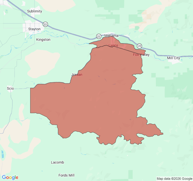 Map of septic coverage in Lyons, OR