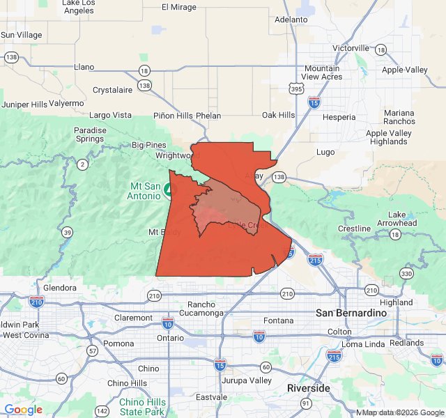 Map of septic coverage in Lytle Creek, CA