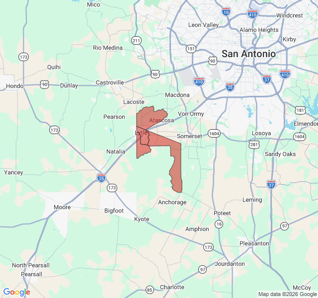 Map of septic coverage in Lytle, TX