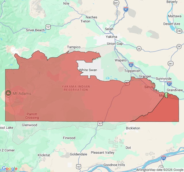 Map of septic coverage in Mabton, WA