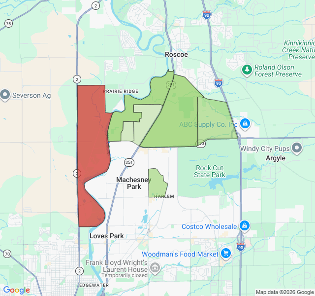 Map of septic coverage in Machesney Park, IL