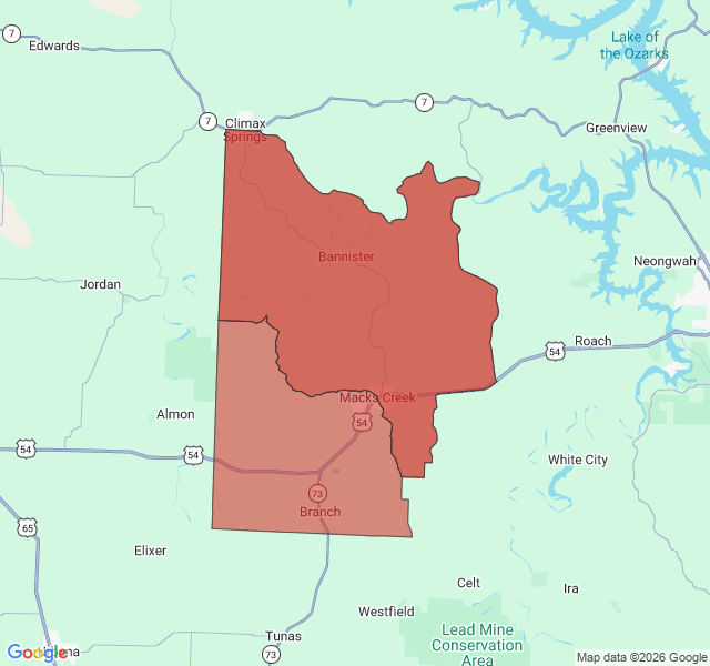 Map of septic coverage in Macks Creek, MO