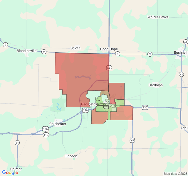 Map of septic coverage in Macomb, IL