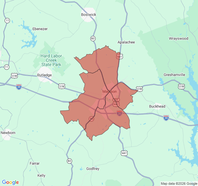 Map of septic coverage in Madison, GA