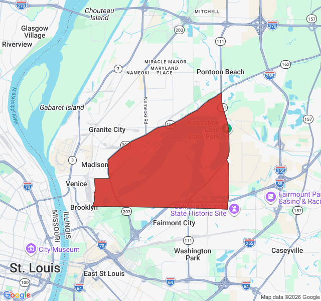 Map of septic coverage in Madison, IL