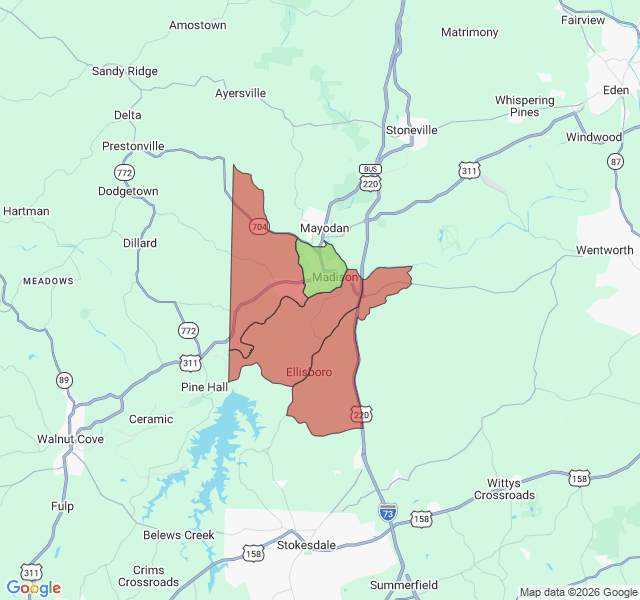 Map of septic coverage in Madison, NC