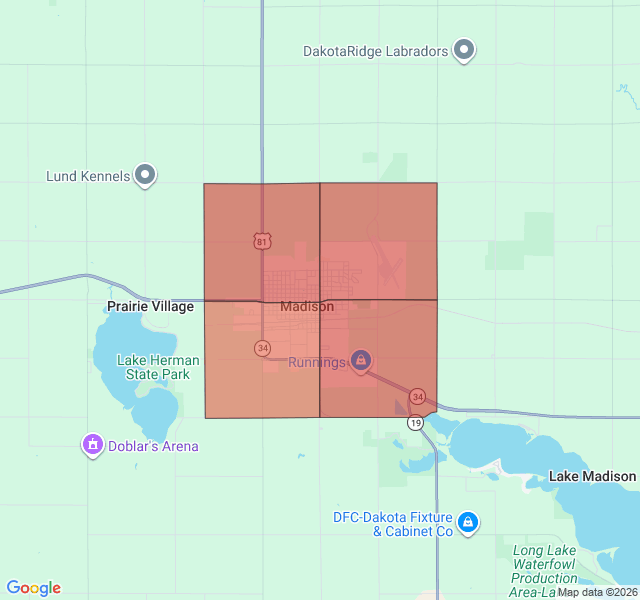 Map of septic coverage in Madison, SD