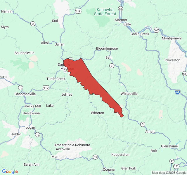 Map of septic coverage in Madison, WV