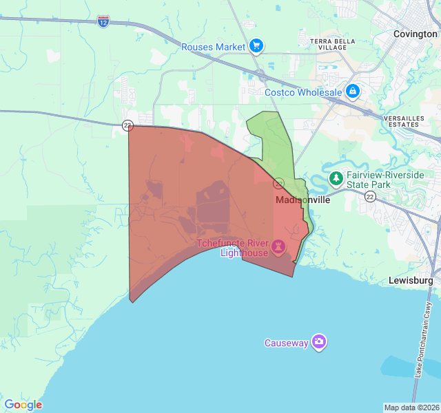 Map of septic coverage in Madisonville, LA