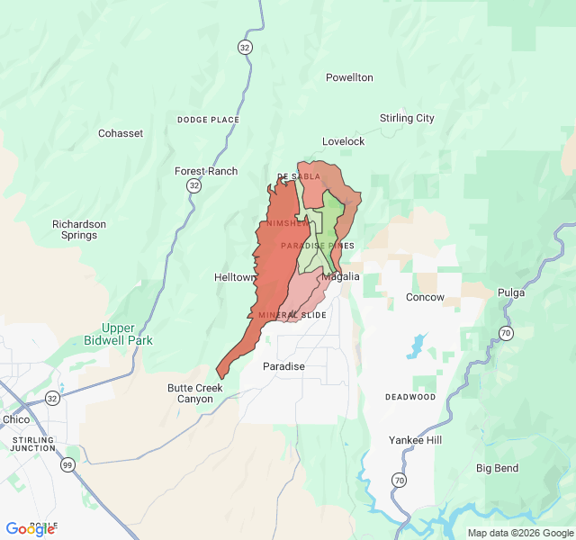 Map of septic coverage in Magalia, CA