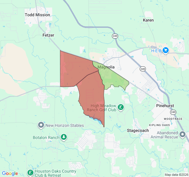 Map of septic coverage in Magnolia, TX