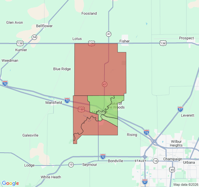 Map of septic coverage in Mahomet, IL