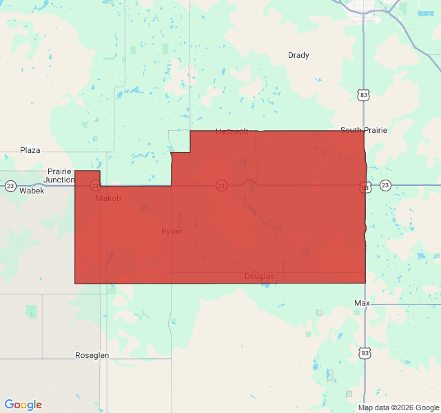 Map of septic coverage in Makoti, ND