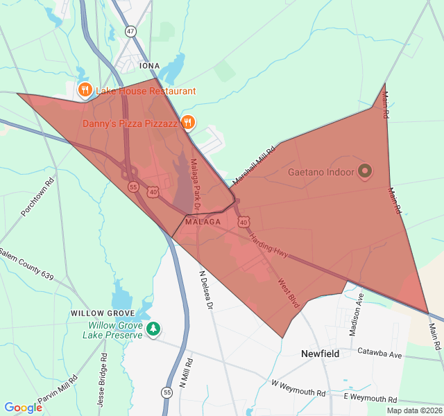 Map of septic coverage in Malaga, NJ