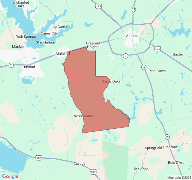 Map of septic coverage in Malakoff, TX