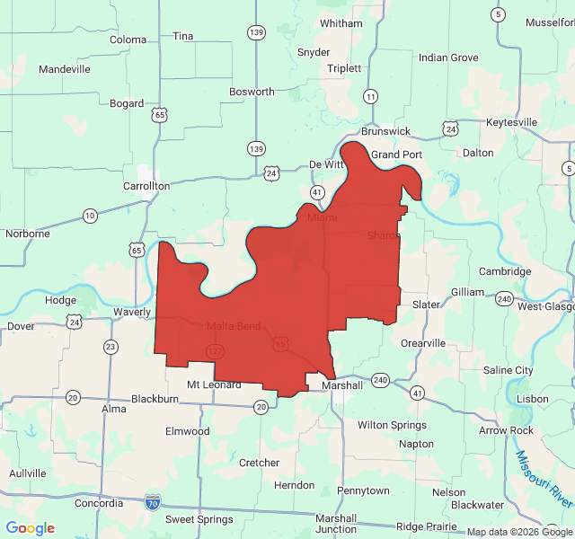 Map of septic coverage in Malta Bend, MO