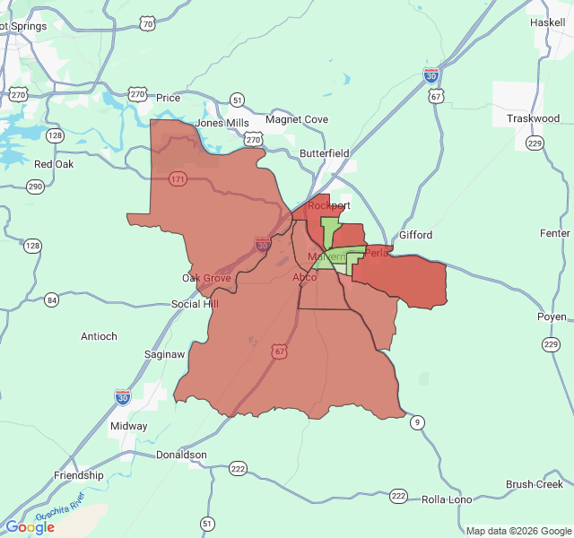 Map of septic coverage in Malvern, AR
