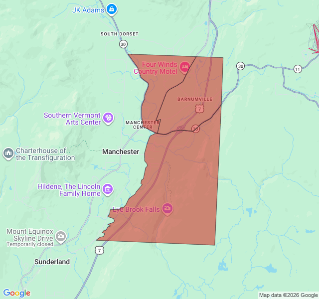 Map of septic coverage in Manchester Center, VT