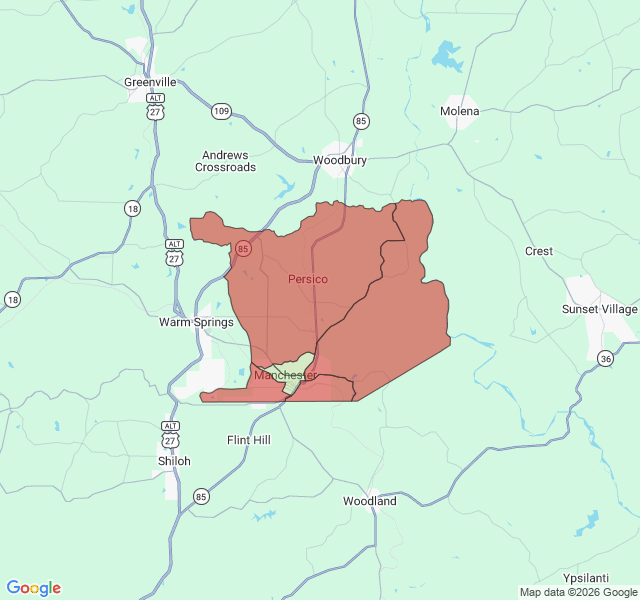 Map of septic coverage in Manchester, GA