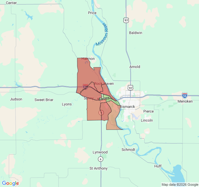 Map of septic coverage in Mandan, ND