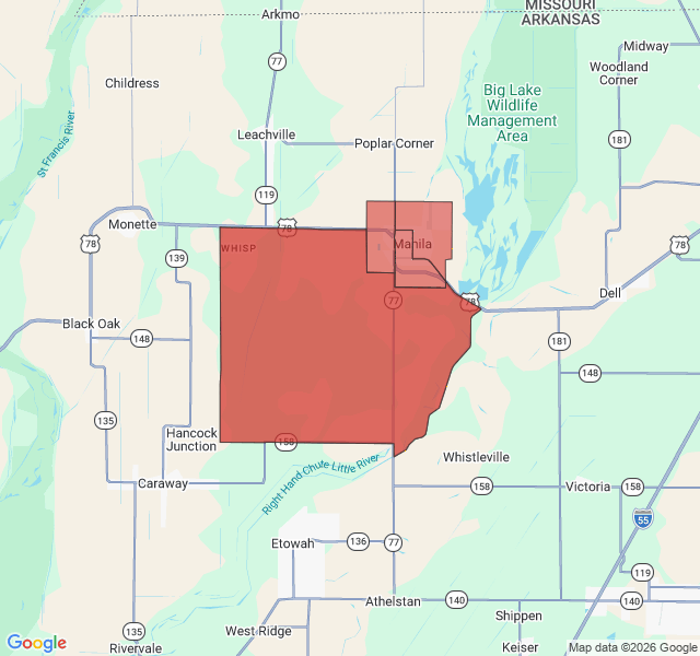 Map of septic coverage in Manila, AR
