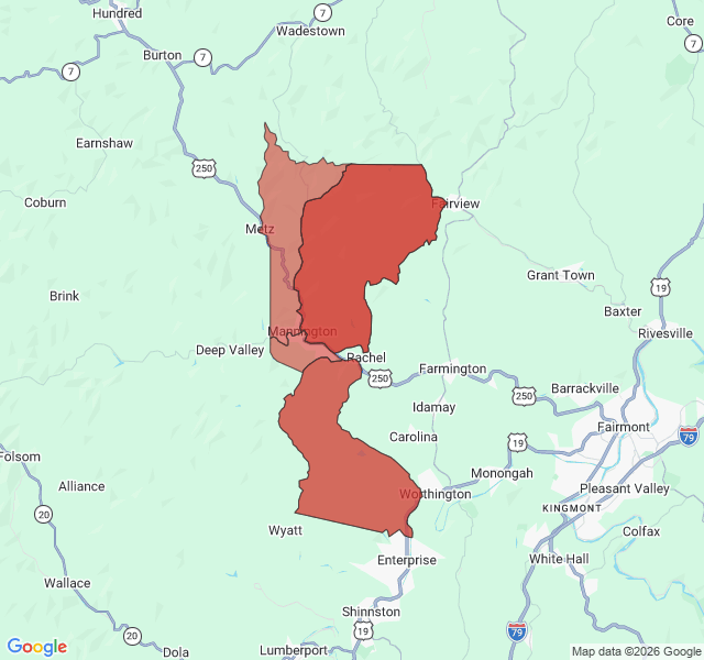 Map of septic coverage in Mannington, WV