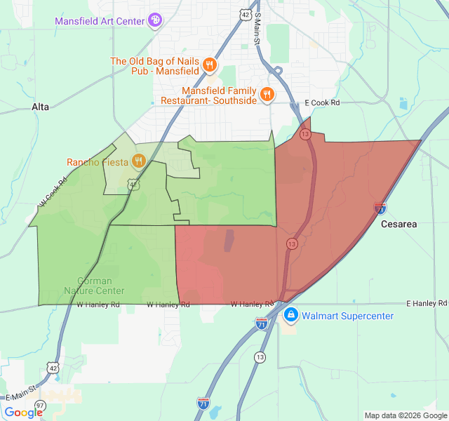 Map of septic coverage in Mansfield, OH