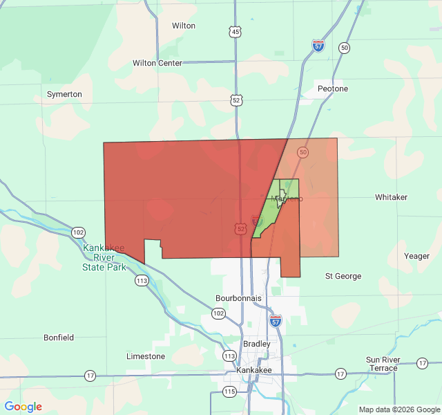 Map of septic coverage in Manteno, IL