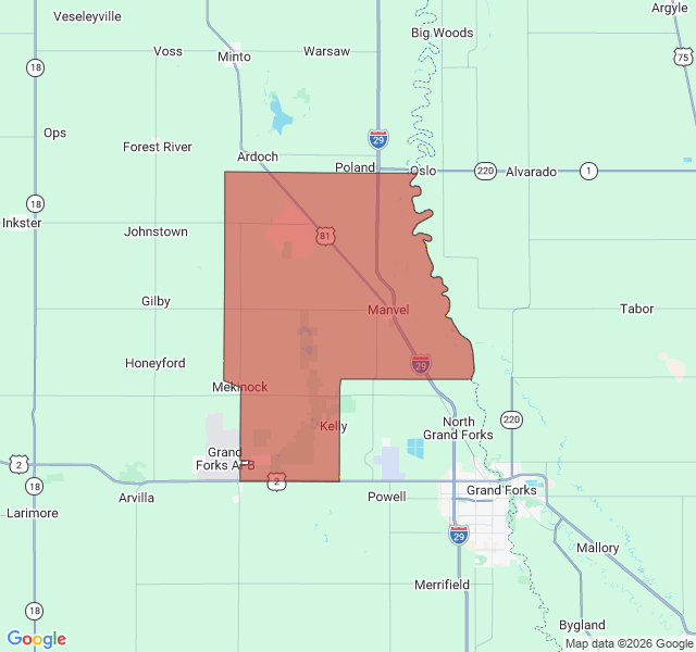 Map of septic coverage in Manvel, ND