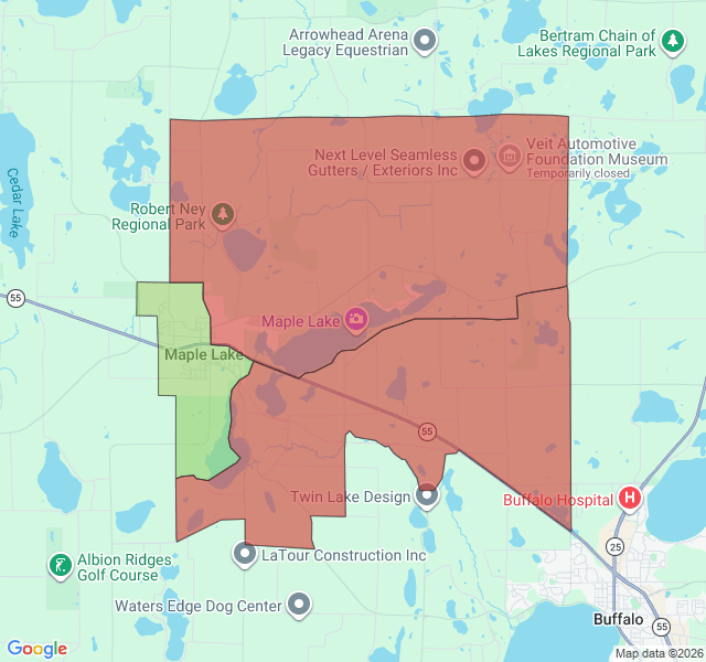 Map of septic coverage in Maple Lake, MN