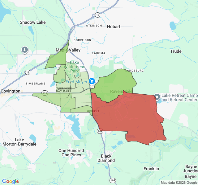Map of septic coverage in Maple Valley, WA