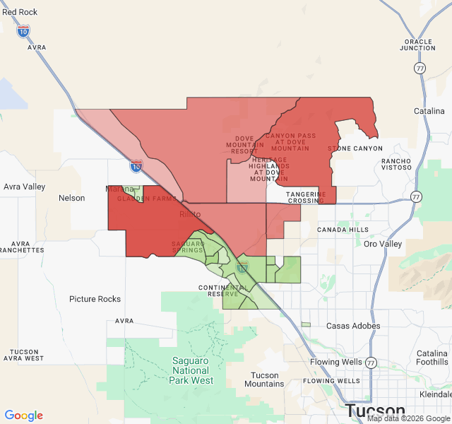 Map of septic coverage in Marana, AZ