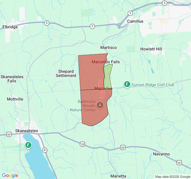 Map of septic coverage in Marcellus, NY