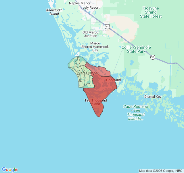 Map of septic coverage in Marco Island, FL