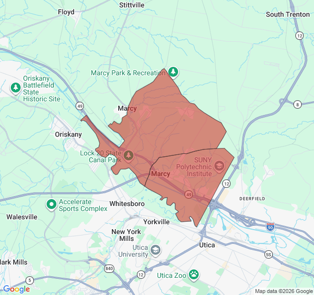 Map of septic coverage in Marcy, NY