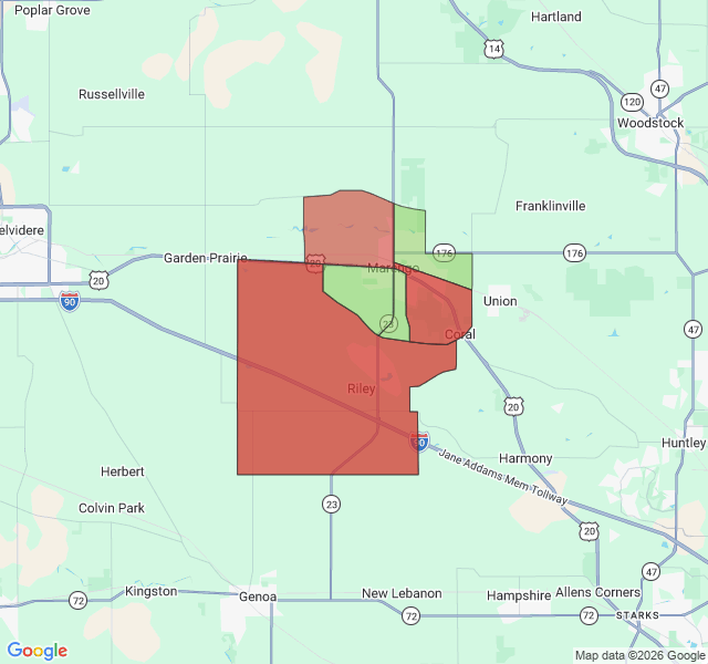 Map of septic coverage in Marengo, IL