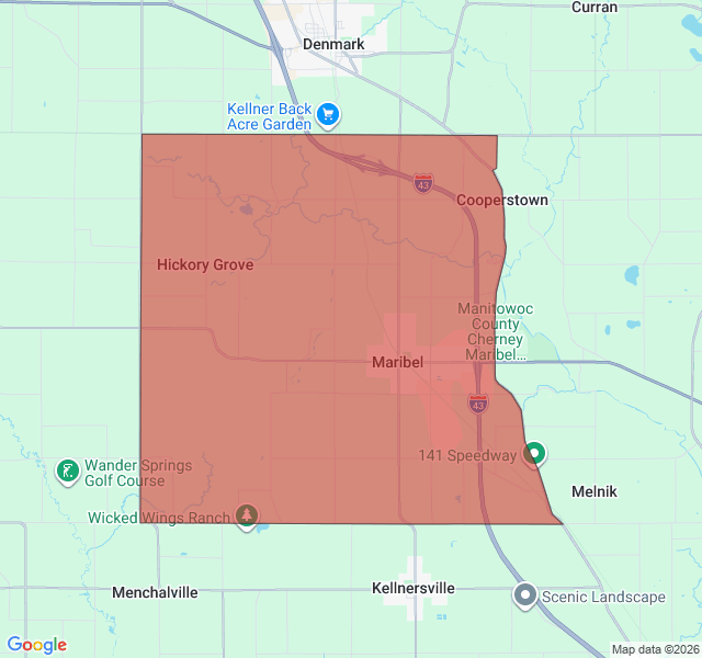 Map of septic coverage in Maribel, WI