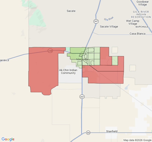 Map of septic coverage in Maricopa, AZ